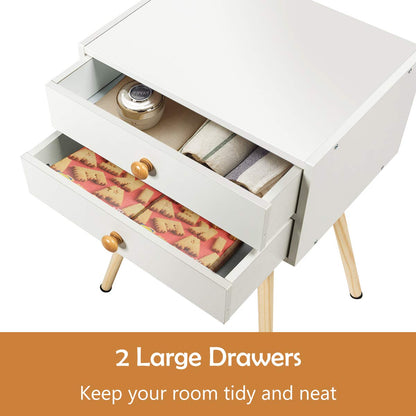Goflame Nightstand W/2 Drawers for Bedroom