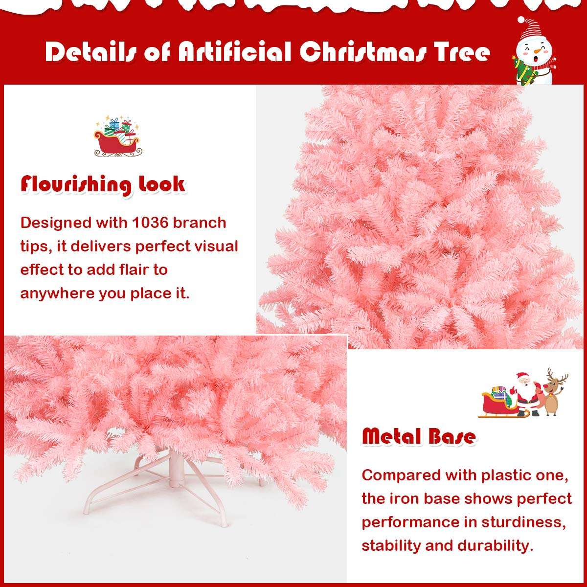 Goflame Unlit Artificial Christmas Tree, 100% New PVC Material, Xmas Tree for Indoor and Outdoor Decoration - GoflameUS