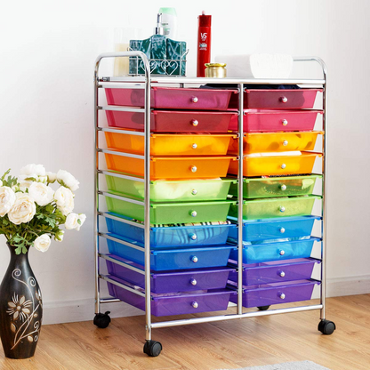 Goflame Storage Drawer Carts, 20-Drawer Organizer, Utility Cart on Wheels