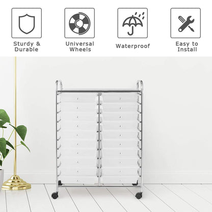 Goflame Storage Drawer Carts, 20-Drawer Organizer, Utility Cart on Wheels