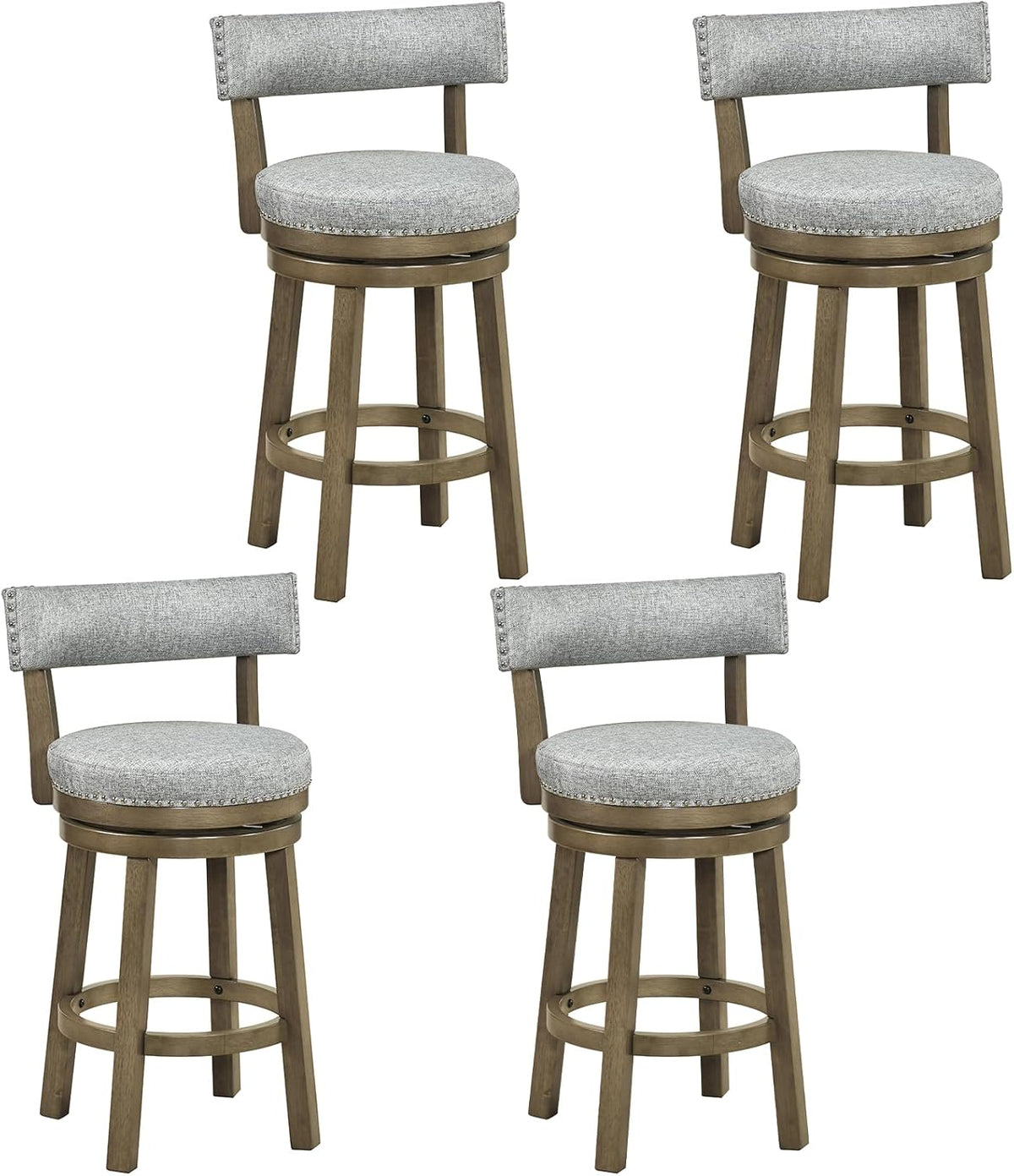 Goflame Swivel Bar Stool | 27" Counter Height Stool with Linen Fabric Upholstered Seat & Back