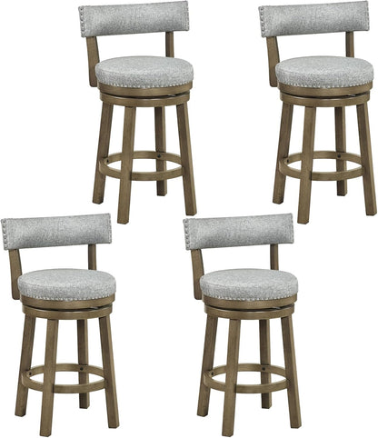 Goflame Swivel Bar Stool | 27" Counter Height Stool with Linen Fabric Upholstered Seat & Back