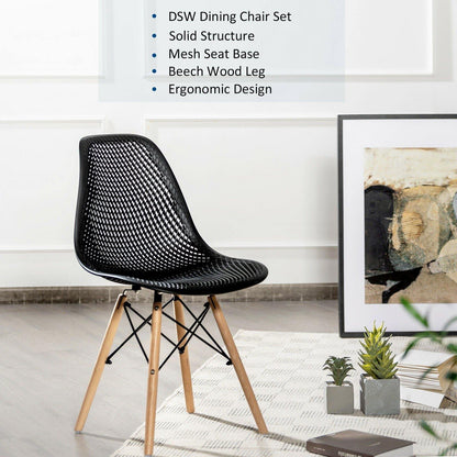 Goflame Set of 2 or 4 Modern Dining Chairs, Shell PP Lounge Side Chairs w/ Mesh Design - Goflameus