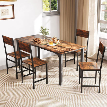 Goflame Dining Chairs Set, Industrial Kitchen Chairs with Metal Legs, Slanted Back