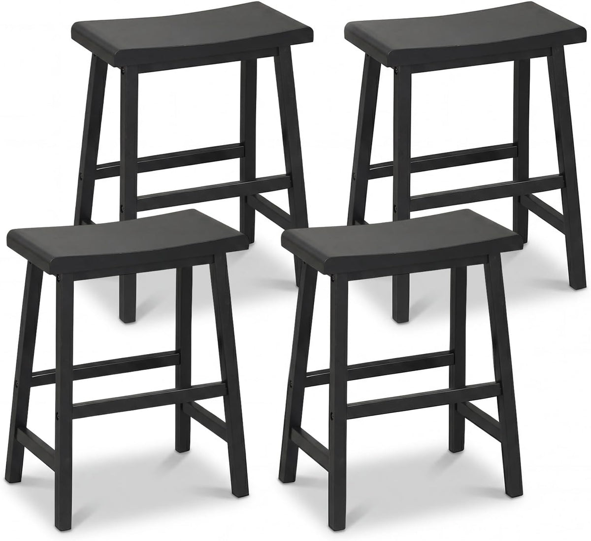 Goflame 24 Inch Counter Height Saddle Bar Stools with Footrest (2/4)
