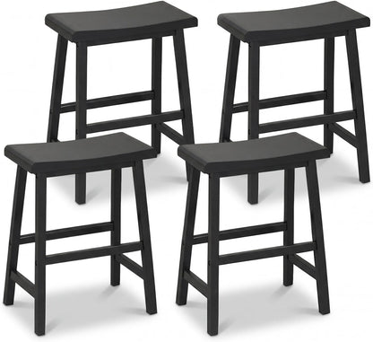 Goflame 24 Inch Counter Height Saddle Bar Stools with Footrest (2/4)