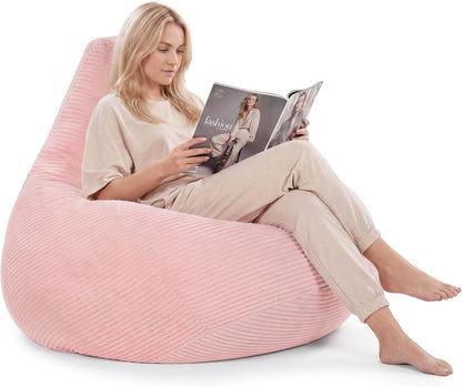 Goflame Bean Bag Chair for Adults | Accent Lazy Sofa with Skin-Friendly Corduroy Cover & Soft Sponge Filling