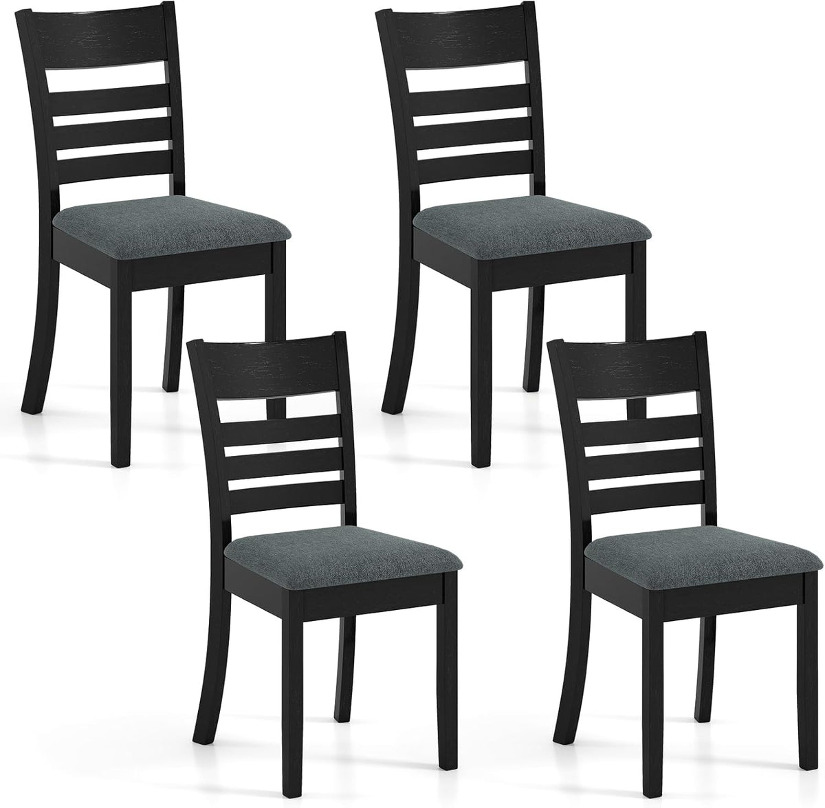 Goflame Wooden Upholstered Kitchen Chair w/Rubber Wood Frame (2/4)