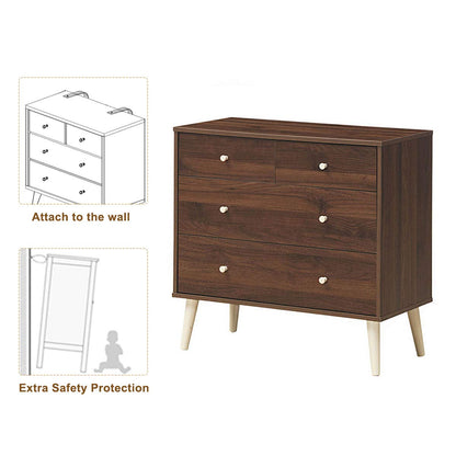 Goflame 4-Drawer Dresser, Free-Standing Chest Wood Legs and Sliding Rail
