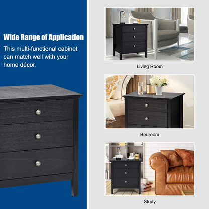 Goflame Nightstand with Drawers Solid Structure Side Table for Storage Bedroom