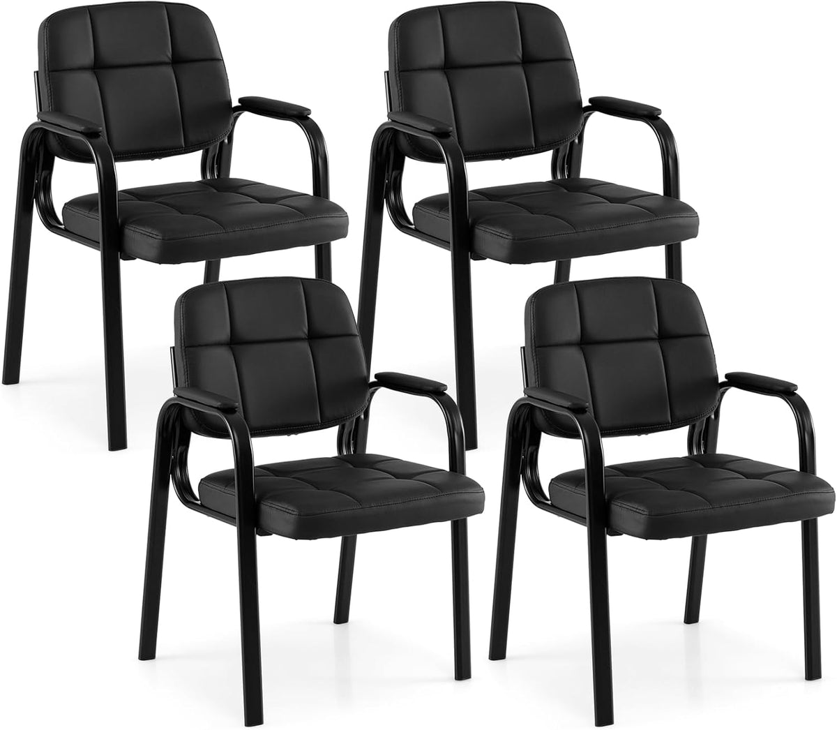 Goflame Leather Office Reception Chairs with Padded Armrests