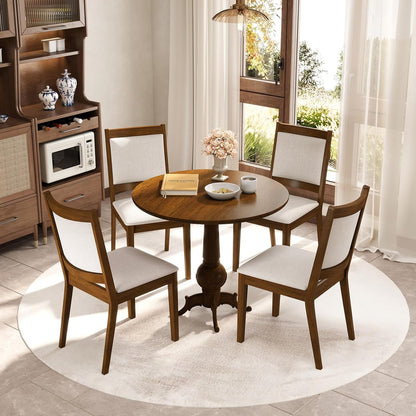 Goflame Upholstered Dining Chairs Set of 2/4, Modern Farmhouse Kitchen Chairs w/Padded Backrest & Cushioned Seat, Rubber Wood Frame