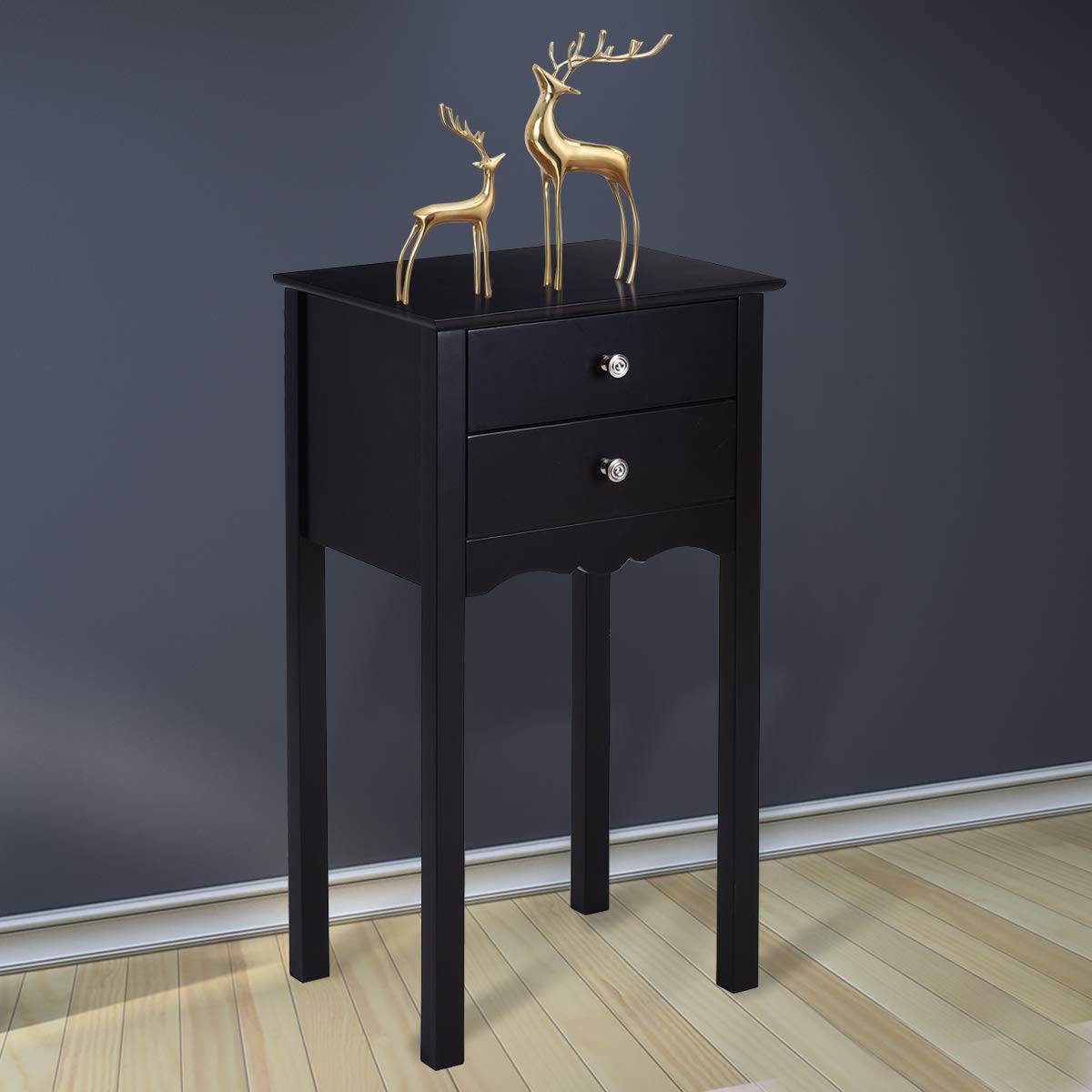 Goflame End Table w/ 2 Drawers Side Table Nightstand Multi-Purpose Accent Table Living Room Bedroom Home Furniture