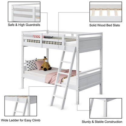 Goflame Twin Over Twin Bunk Bed, Solid Wood Twin Bunk Bed Convertible Into Two Individual Beds