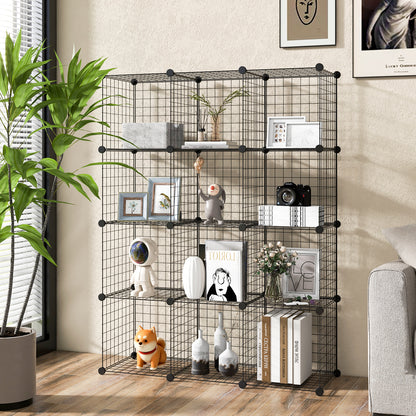 12 Wire Cubes Metal Freestanding Portable Modular DIY Bookcase, Storage Cabinet