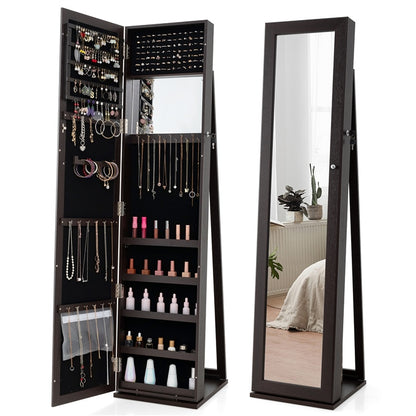 Jewelry Cabinet with Full-length Mirror, Jewelry Storage Organizer with Makeup Mirror