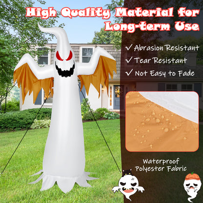 6FT Halloween Inflatable Scary Spooky Ghost, Blow Up Yard Decoration with Built-in Flame Light and Waterproof Blower