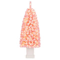 GOFLAME 4FT/5FT Pre-lit Potted Christmas Tree | Snow Flocked Pink Christmas Tree