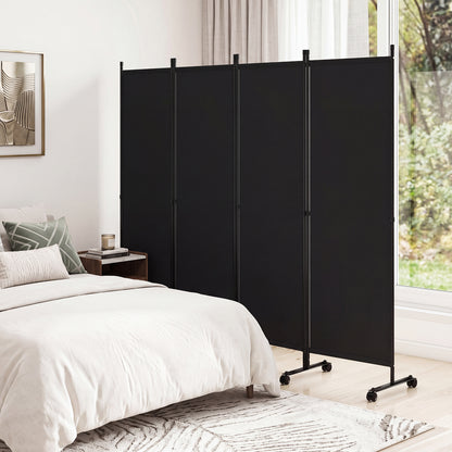 4 Panel Folding Room Divider, 6FT Rolling Privacy Screen with Lockable Wheels