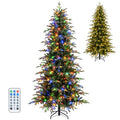 6FT/7.5FT/8FT Pre-lit Artificial Christmas Tree, Hinged Xmas Tree with 1195 Branch Tips