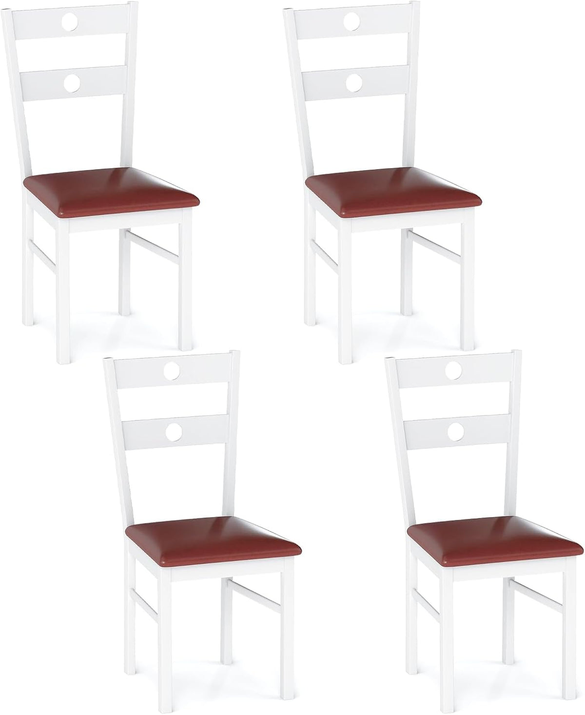 Goflame PU Leather Upholstered Kitchen Chairs w/Hollowed Backrest & Padded Seat