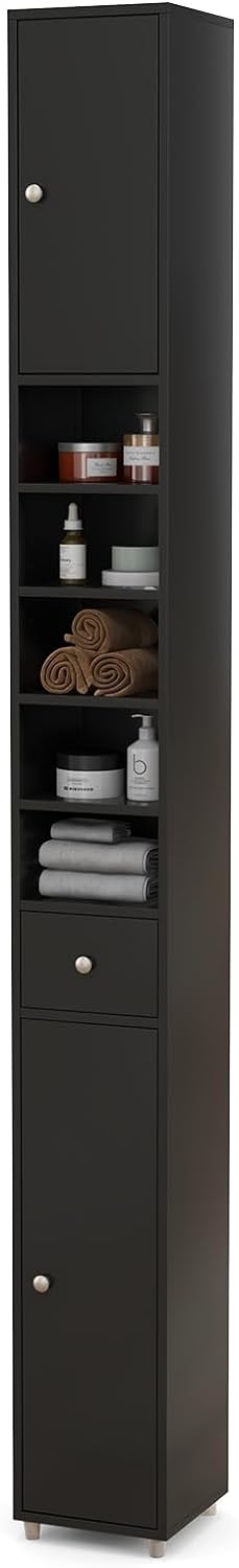 Goflame Slim Bathroom Storage Cabinet - 71" Tall Narrow Floor Cabinet Cupboard with 2 Doors