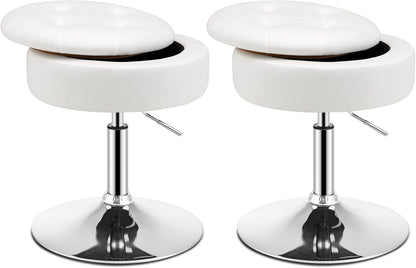 GOFLAME 360° Swivel PU Leather Vanity Stool with Storage Set of 2