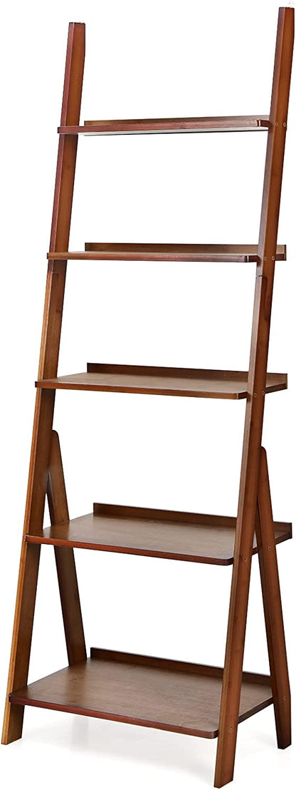 Goflame 5-Tier Ladder Shelf, Multipurpose Freestanding Display Leaning Storage Shelves