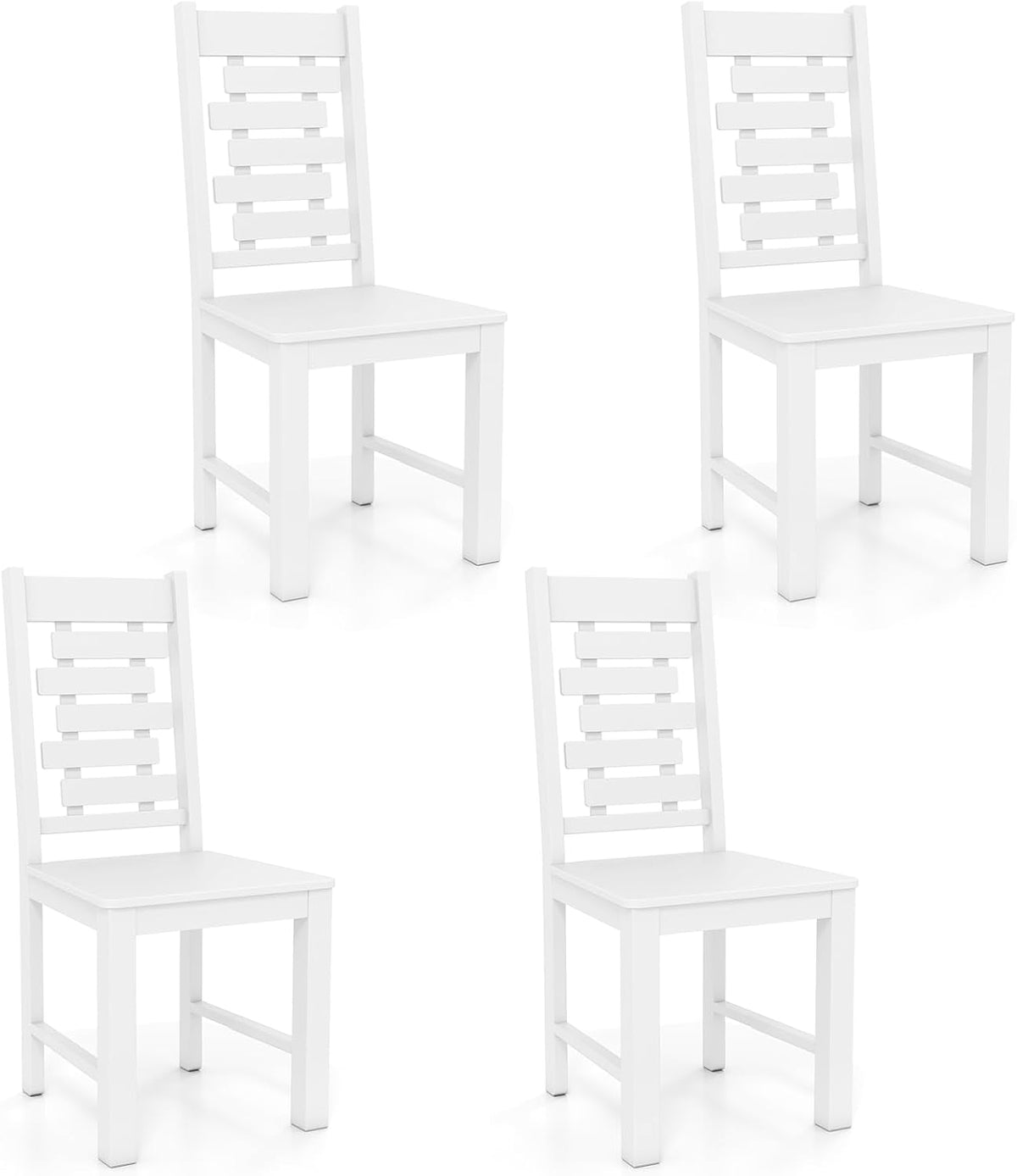 Goflame Wooden Dining Chairs Set 100% Solid Rubber Wood Kitchen Chair with High & Tilted Backrest