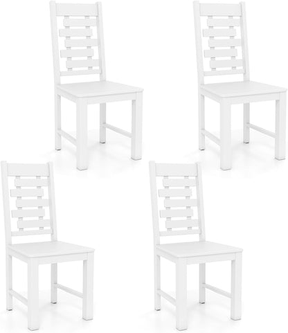 Goflame Wooden Dining Chairs Set 100% Solid Rubber Wood Kitchen Chair with High & Tilted Backrest