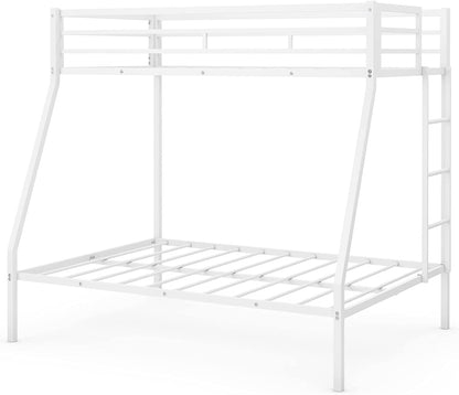Goflame Metal Bunk Bed, Twin Over Full Size Bed w/ Removable Ladder & Steel Slats Support