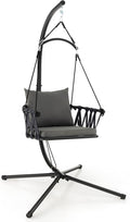 Goflame Hanging Swing Chair W/Stand, Cozy Seat & Back Cushions