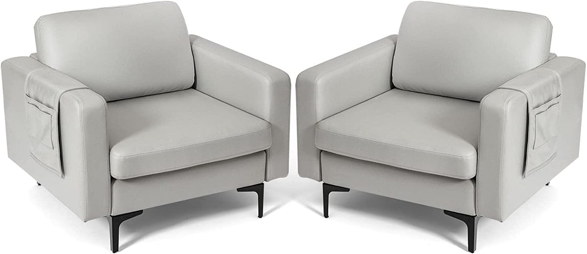 Goflame Modern Accent Chair w/Comfy Thick Cushion, Magazine Pockets
