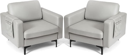 Goflame Modern Accent Chair w/Comfy Thick Cushion, Magazine Pockets