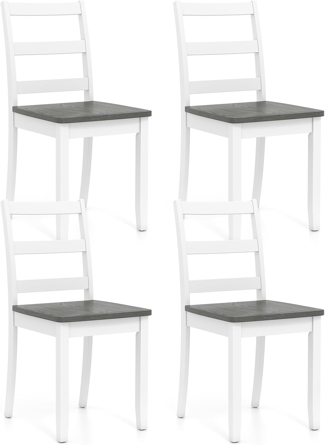 Goflame Wood Dining Chairs Set of 2/4 - Wooden Armless Kitchen Chairs with Solid Rubber Wood Legs
