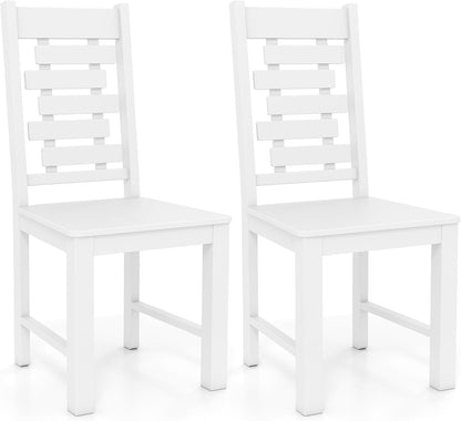Goflame Wooden Dining Chairs Set 100% Solid Rubber Wood Kitchen Chair with High & Tilted Backrest