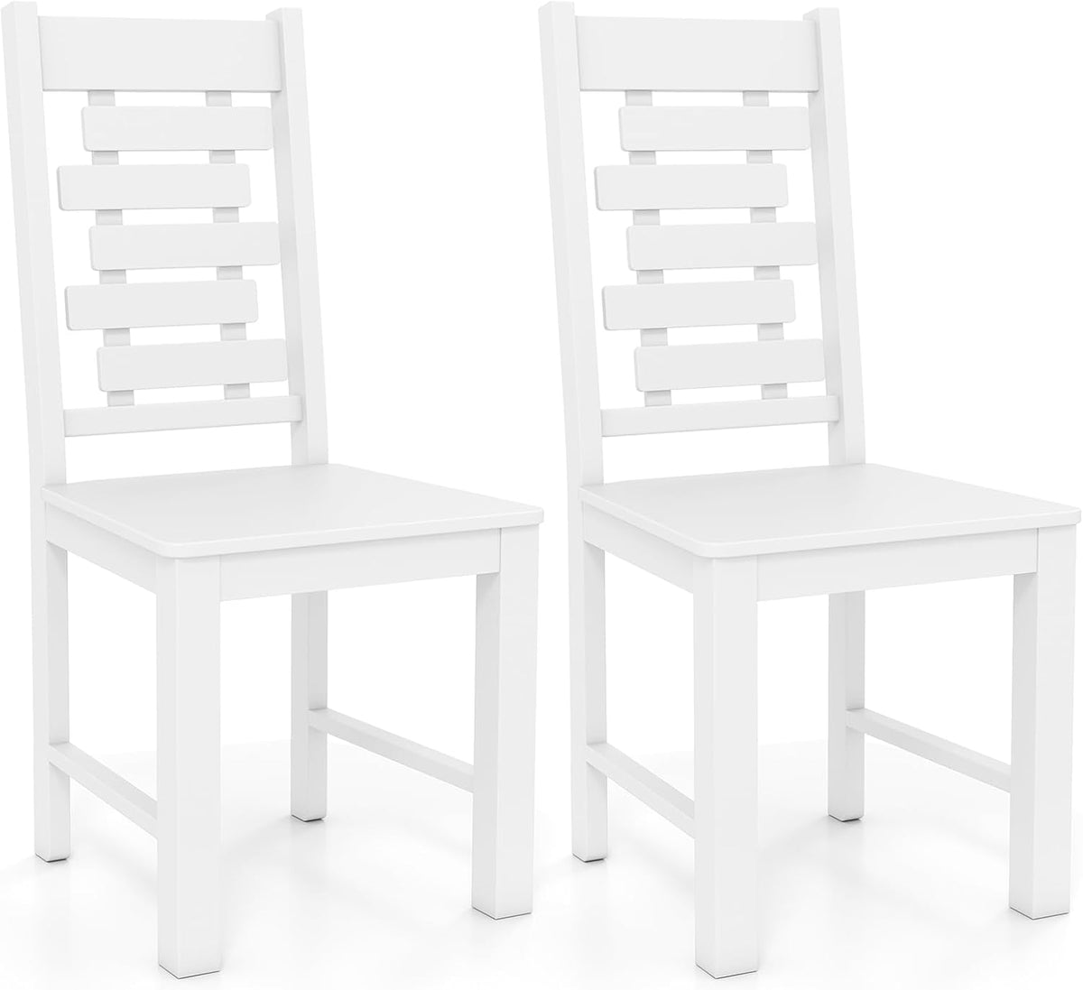 Goflame Wooden Dining Chairs Set 100% Solid Rubber Wood Kitchen Chair with High & Tilted Backrest