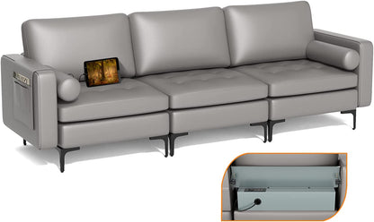 Goflame 97" Sectional Sofa Couch, 3-Seater Modular Sleeper with USB Ports