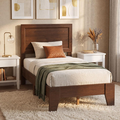 Goflame Twin/Full/Queen Size Wooden Bed Frame with Wood Slat Support