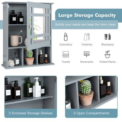 Bathroom Medicine Cabinet with Mirror, Wall Mounted Hanging Storage Organizer with Adjustable Shelf