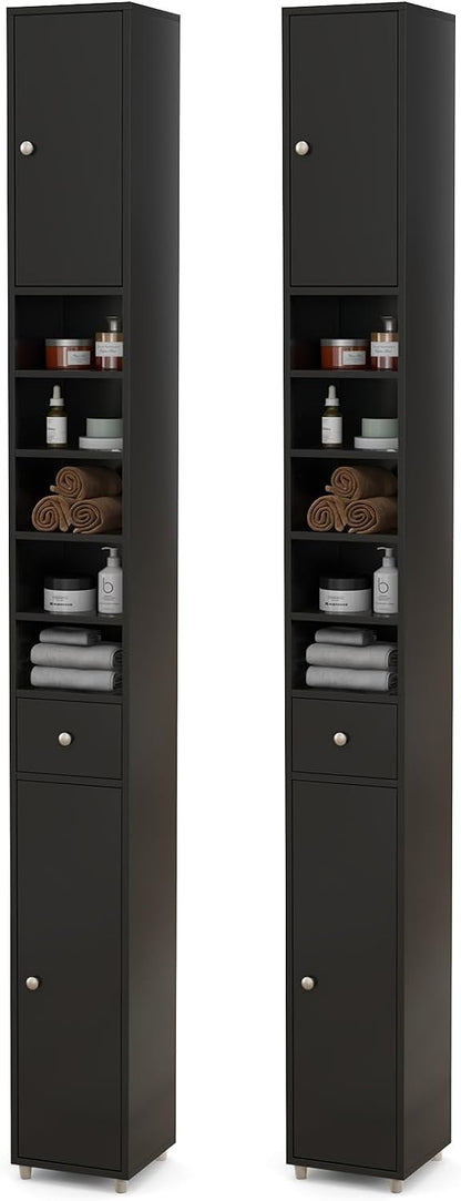 Goflame Slim Bathroom Storage Cabinet - 71" Tall Narrow Floor Cabinet Cupboard with 2 Doors