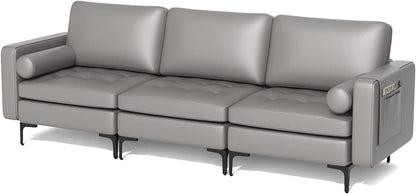 Goflame 97" Sectional Sofa Couch, 3-Seater Modular Sleeper with USB Ports