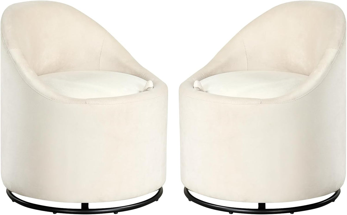 Goflame Swivel Accent Chair with Storage, 360° Upholstered Vanity Chair with Backrest