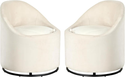 Goflame Swivel Accent Chair with Storage, 360° Upholstered Vanity Chair with Backrest