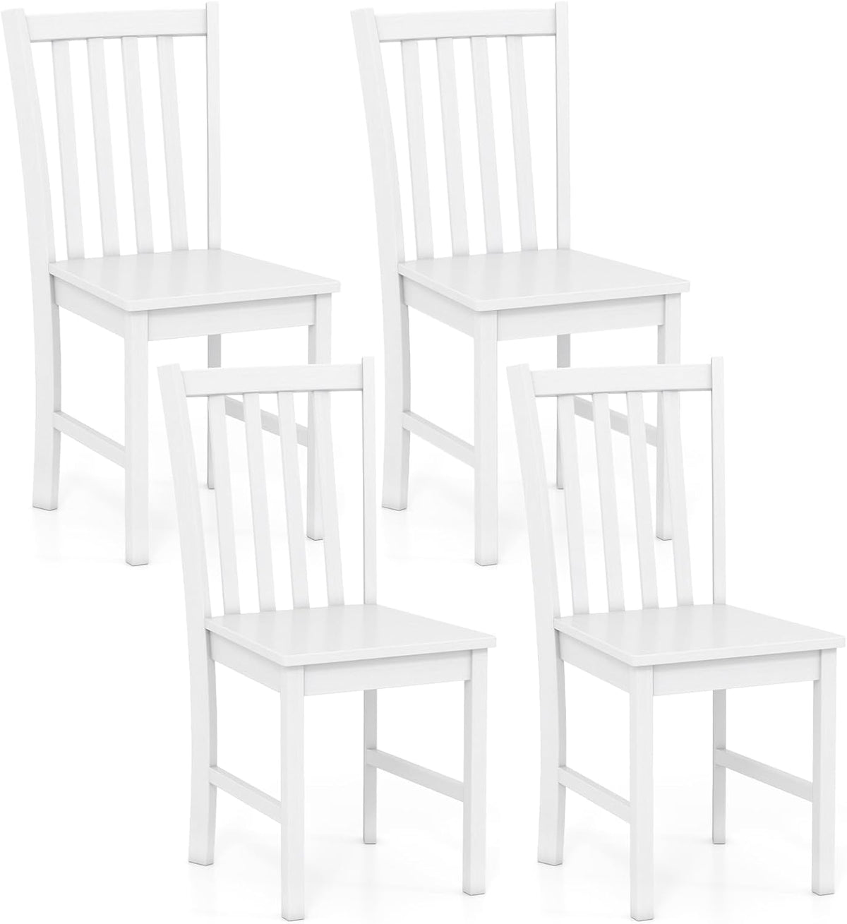 Goflame Wooden Dining Chairs Set of 2/4-100% Solid Rubber Wood Kitchen Chair with Curved Backrest