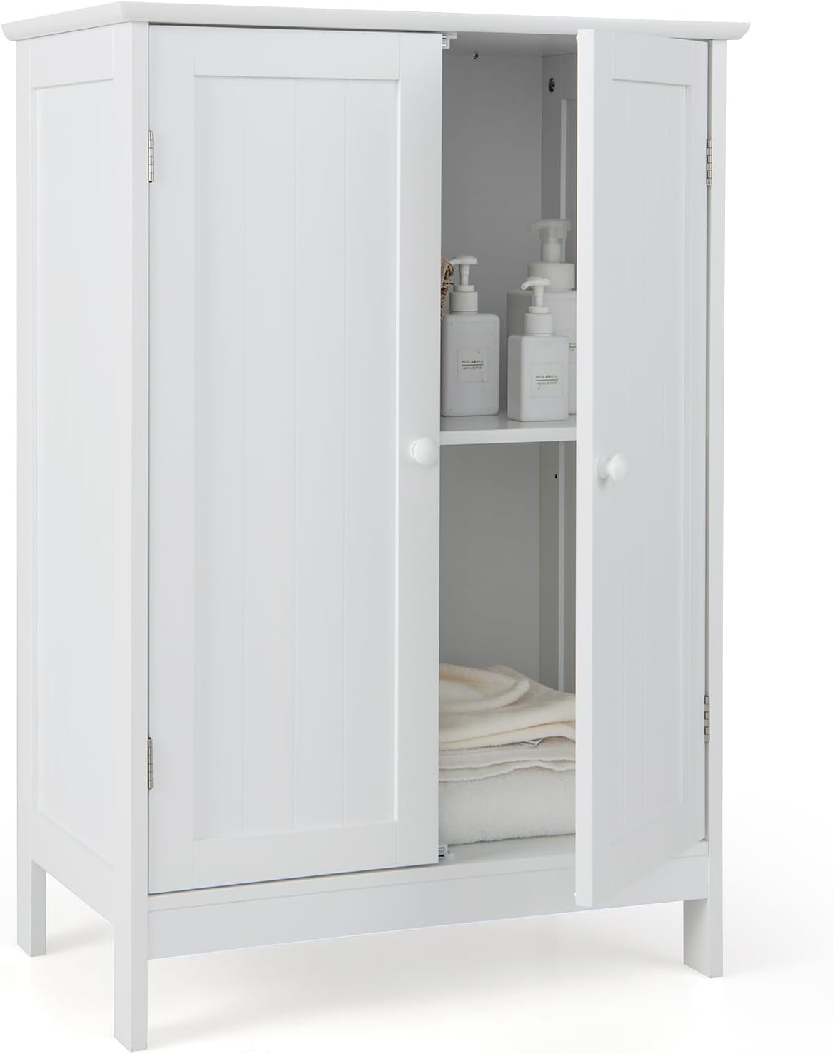 Goflame Storage Cabinet with Doors and Shelves - Freestanding Storage Organizer with Anti-Tipping Device
