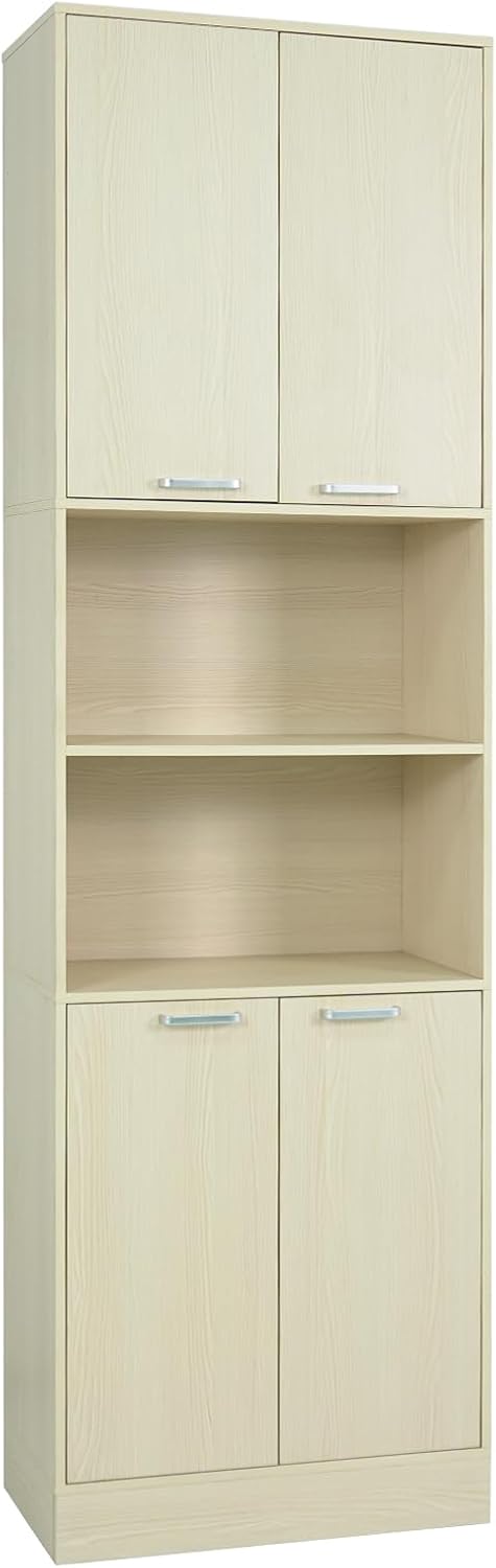 Goflame Kitchen Pantry Cabinet, 75” Tall Freestanding Cupboard with Doors & Shelves