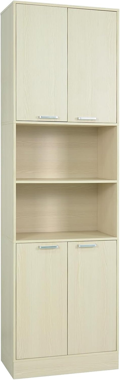Goflame Kitchen Pantry Cabinet, 75” Tall Freestanding Cupboard with Doors & Shelves