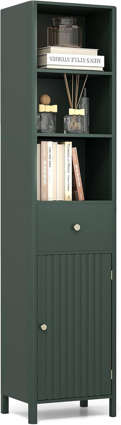 Goflame 67 Inch Tall Bathroom Cabinet, Narrow Floor Cabinet with Fluted Door