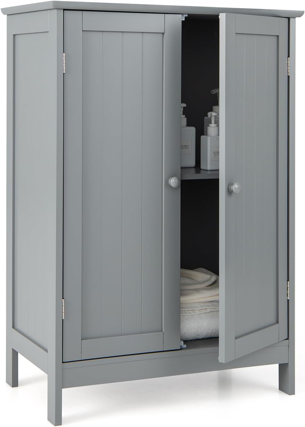 Goflame Storage Cabinet with Doors and Shelves - Freestanding Storage Organizer with Anti-Tipping Device
